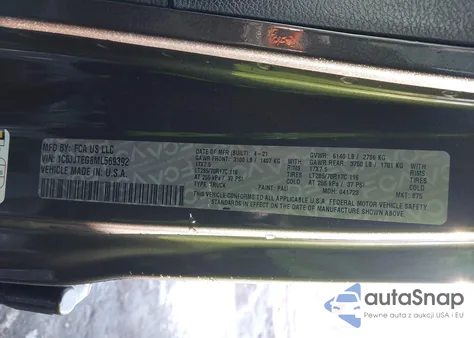 2021 Jeep Gladiator Mojave 4X4 из США, поврежденный, VIN 1C6JJTEG8ML569392